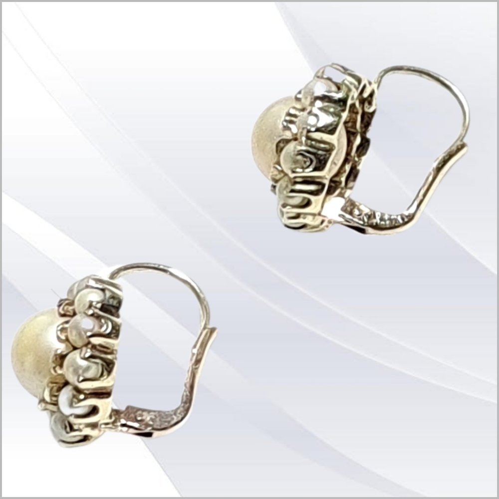 Elegant 10k Solid Gold Earrings with Pearls - Picture 5 of 6